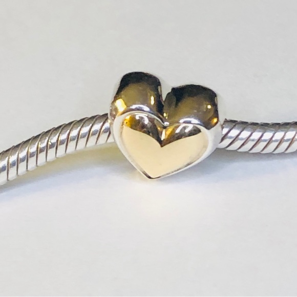 Retired Pandora 14k Gold Domed Golden Heart Charm - Picture 4 of 12